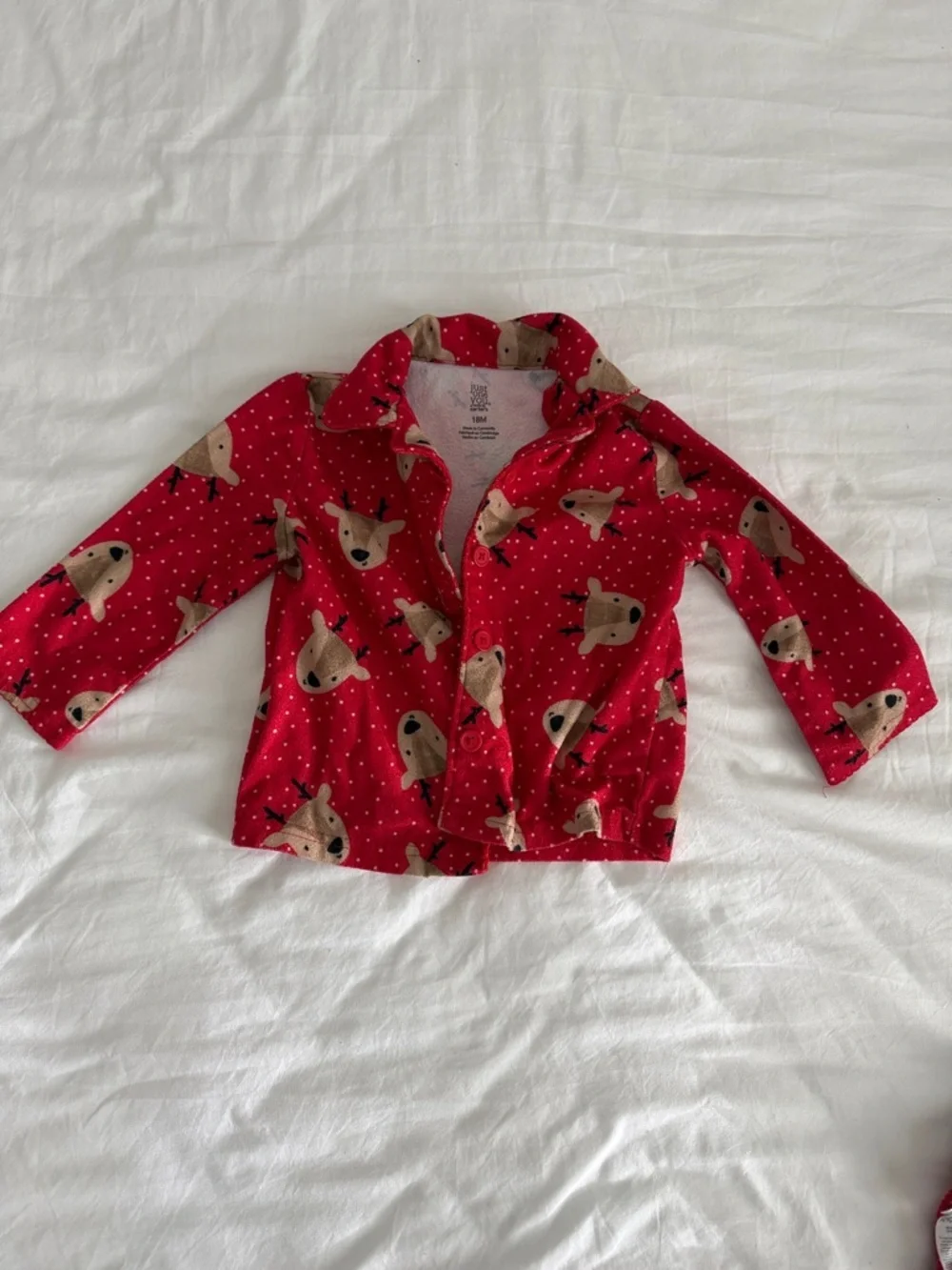Kids Red Reindeer Print Pajama Set